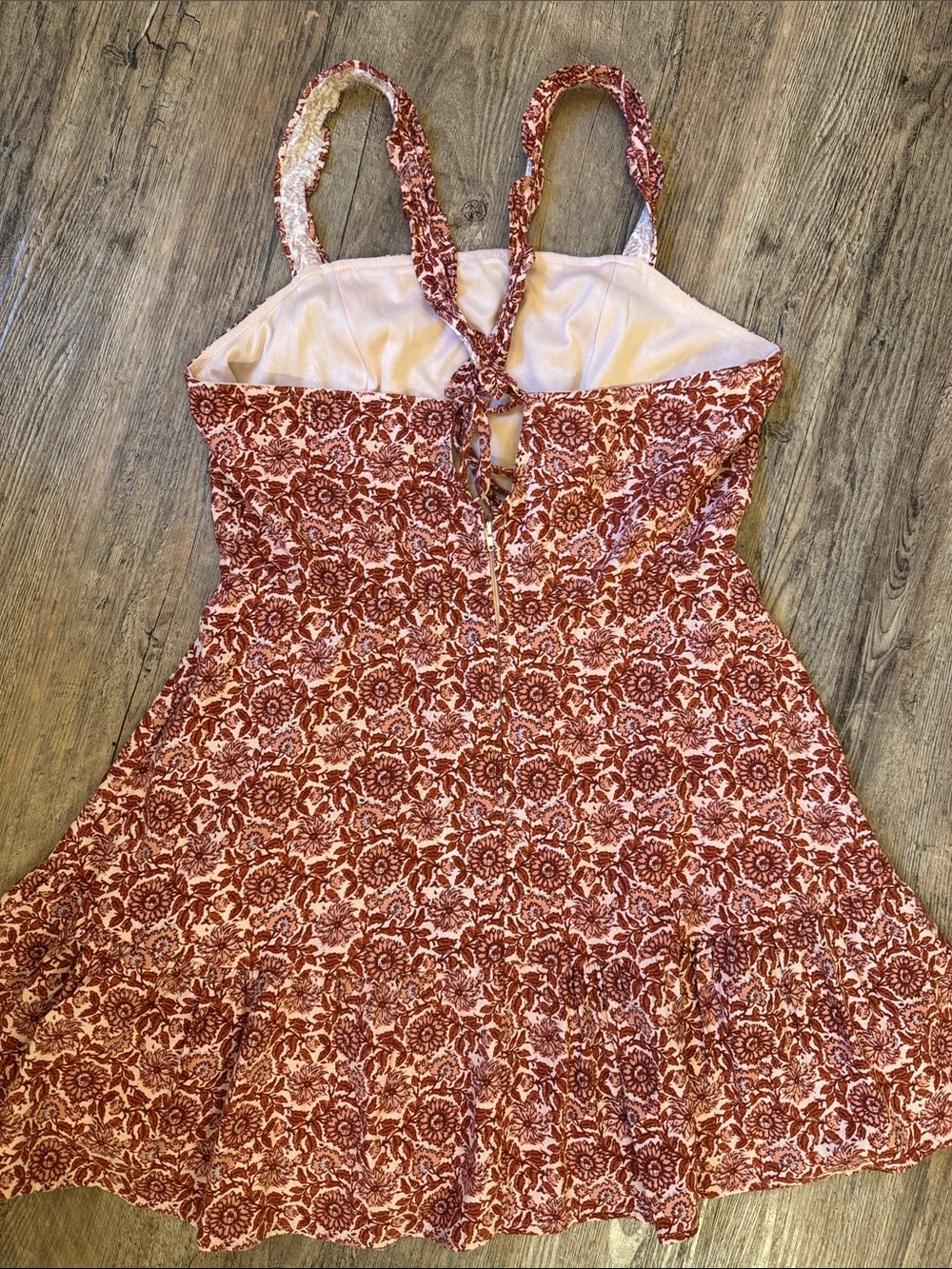 Altar'd State Rust-Red Floral Ruffle-Strap Dress - Picture 4 of 4